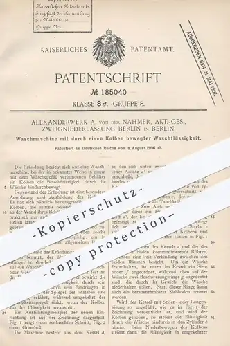 original Patent - Alexanderwerk A. von der Nahmer AG , Berlin | 1906 , Waschmaschine , Waschmaschinen | Kolben !!!