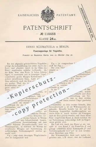 original Patent - Ernst Schmatolla , Berlin , 1899 , Feuerungsanlage für Tiegelofen | Ofen , Öfen , Feuerung , Ofenbauer