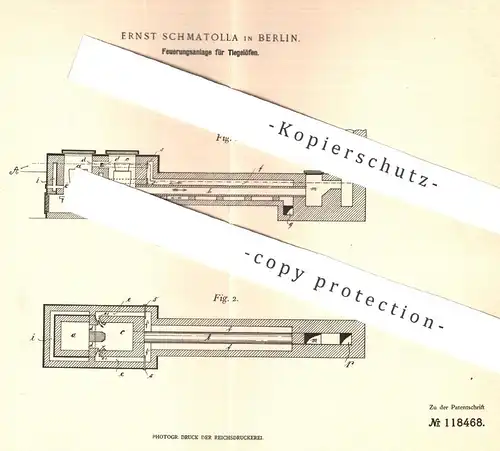 original Patent - Ernst Schmatolla , Berlin , 1899 , Feuerungsanlage für Tiegelofen | Ofen , Öfen , Feuerung , Ofenbauer