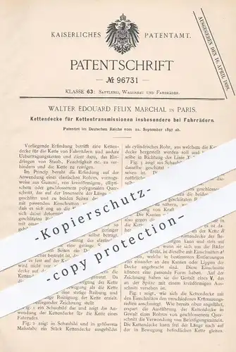 original Patent - Walter Edouard Felix Marchal , Paris , 1897 , Kettendecke für Kettentransmissionen | Fahrrad - Kette !