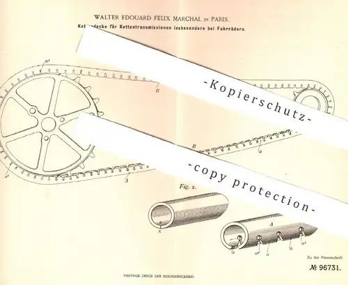 original Patent - Walter Edouard Felix Marchal , Paris , 1897 , Kettendecke für Kettentransmissionen | Fahrrad - Kette !