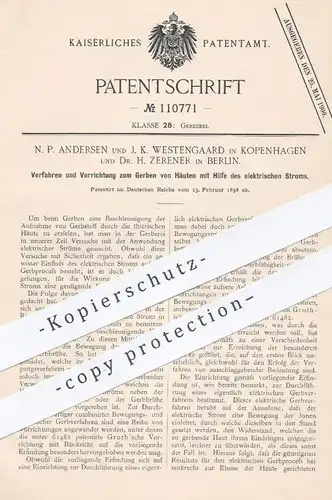 original Patent - N. P. Andersen , J. K. Westengaard , Kopenhagen , Dr. H. Zerener , Berlin , Gerben v. Häuten per Strom