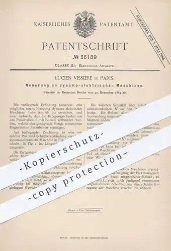 original Patent - Lucien Vissière , Paris , Frankreich , 1884 , dynamo - elektrische Maschinen | Elektrik , Elektriker !