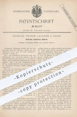 original Patent - Georges Victor Lagarde , Paris , 1885 , Rotierende elektrische Batterie | Batterien | Elektriker