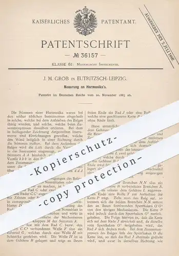 original Patent - J. M. Grob , Leipzig / Eutritzsch  1885 , Harmonika , Harmonikas | Musikinstrument , Musik , Akkordeon