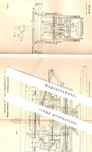 original Patent - Edouard Fitzhenry , Wellington , USA , 1885 , Bearbeiten von Haut , Häuten , Leder , Fell | Gerberei !