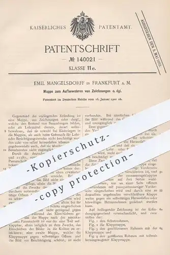 original Patent - Emil Mangelsdorff , Frankfurt / Main , 1902 , Mappe für Zeichnungen , Papier | Sammelmappe , Schule !!