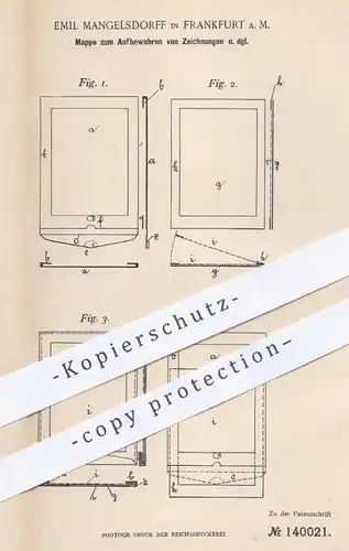 original Patent - Emil Mangelsdorff , Frankfurt / Main , 1902 , Mappe für Zeichnungen , Papier | Sammelmappe , Schule !!