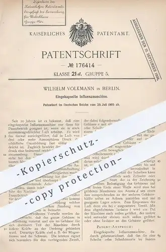 original Patent - Wilhelm Volkmann , Berlin , 1905 , Eingekapselte Influenzmaschine | Induktion , Luft , Physik , Ozon !