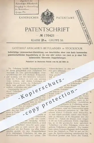 original Patent - Gotthilf Ansgarius Betulander , Stockholm , Schweden , 1904 | Fernsprecher | Telefon , Strom !!!