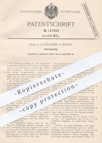 original Patent - G. A. Stelzner , Berlin , 1902 , Fahrradventil | Fahrrad - Ventil | Fahrräder , Reifen , Luftreifen !