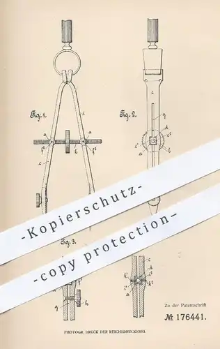 original Patent - E. O. Richter & Co. , Chemnitz , 1905 , Zirkel mit Zwiesel- o. Stellschraube | Stellzirkel , Geometrie