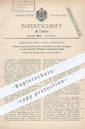 original Patent - Heinrich Hoeglauer , München , 1904 , Wellenerzeugung in Badewannen | Wippe , Wellen , Baden , Wasser