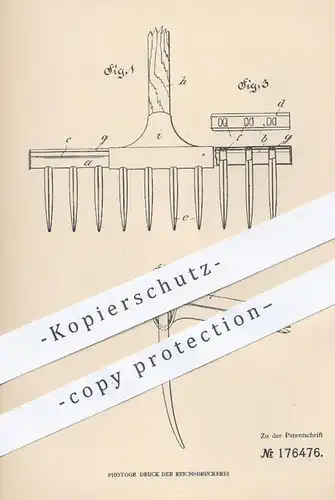 original Patent - Johann Stammberger , München , 1905 , Rechen mit Blechhaupt | Harke , Gärtner , Landwirtschaft !!!