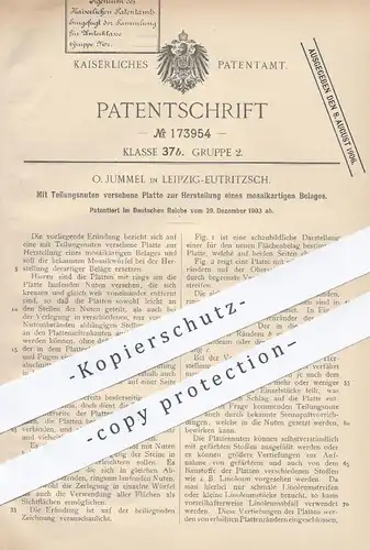 original Patent - O. Jummel , Leipzig / Eutritzsch , 1903 , Herstellung von Mosaik - Belag | Platten , Fliesen , Steine
