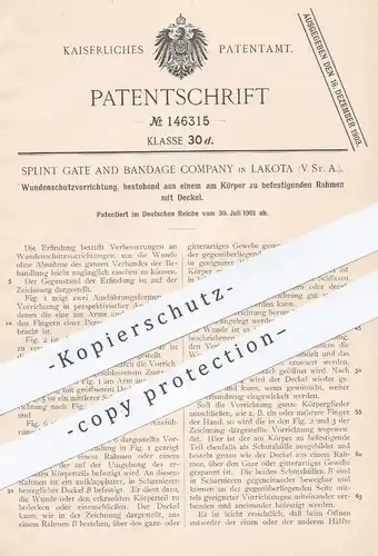 original Patent - Splint Gate and Bandage Company , Lakota , USA , 1901 , Wundenschutz | Wunde , Arzt , Krankenhaus !!!