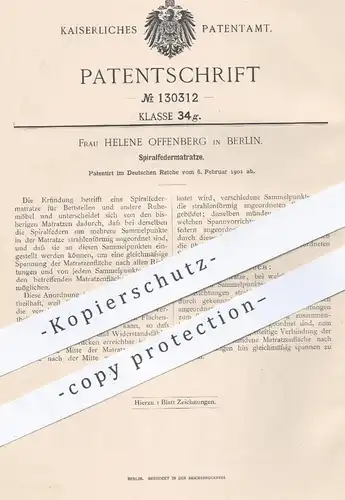 original Patent - Helene Offenberg , Berlin , 1901 , Spiralfedermatratze | Matratze , Bett , Betten , Möbel !!!