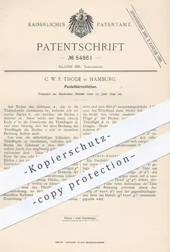 original Patent - C. W. F. Thode , Hamburg , 1890 , Pendeltürschließer | Tür , Türen , Schloss , Schlosser , Schlosserei