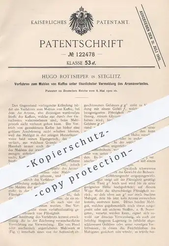 original Patent - Hugo Rottsieper , Berlin / Steglitz 1900 , Mahlen von Kaffee | Mahlwerk , Mühle , Mühlen , Kaffeemühle