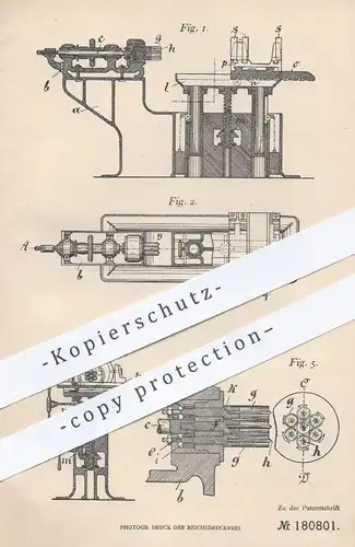 original Patent - Joh. Bauereis , Stuttgart , 1905 , Herstellung gelochter Holzzylinder | Spule , Drehbank , Holz !!!