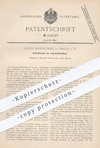 original Patent - Louis Horschke , Halle / Saale , 1899 , Schleifkontakt zur Zugschlussmeldung | Zug , Eisenbahn !!!