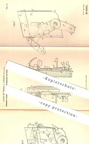 original Patent - Louis Silverman , London , England , 1888 , Magazin für Gewehre mit Blockverschluss | Gewehr , Waffe !