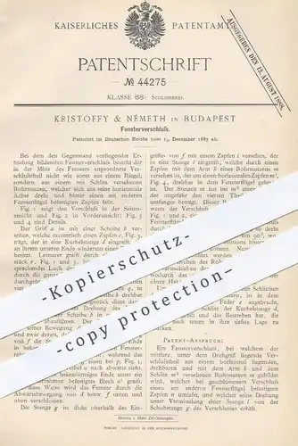 original Patent - Kristóffy  & Németh , Budapest 1887 , Fensterverschluss | Fenster Schloss , Fensterbauer , Fensterbau