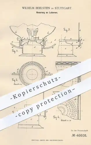 original Patent - Wilhelm Beielstein , Stuttgart , 1888 , Laterne , Laternen | Licht , Lampe , Beleuchtung , Lampen !!!