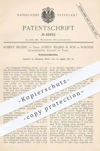 original Patent - Joseph Sellers & Son , Scholes , Cleckheaton York 1888 , Kratzensetzmaschine | Kratzen - Setzmaschine