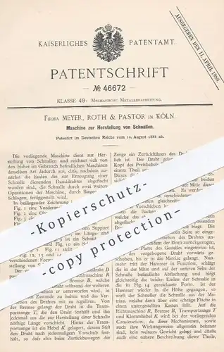 original Patent - Meyer , Roth & Pastor , Köln , 1888 , Herstellung von Schnallen | Schnalle aus Draht | Metall !!!