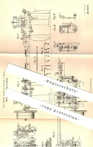 original Patent - Meyer , Roth & Pastor , Köln , 1888 , Herstellung von Schnallen | Schnalle aus Draht | Metall !!!