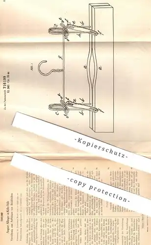 original Patent - August Allinger , Köln / Sülz , 1939 , Aufhängen v. Beinkleidern | Kleiderbügel , Hosen - Bügel , Hose