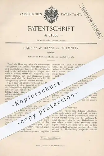 original Patent - Haueiss & Haase , Chemnitz , 1891 , Jalousie , Jalousien | Rollo , Vorhang , Gardine , Fenster !!!