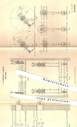 original Patent - C. Hasemann , Berlin , 1887 , Malzwender | Malz , Bier brauen , Brauerei , Maische , Gall !!!