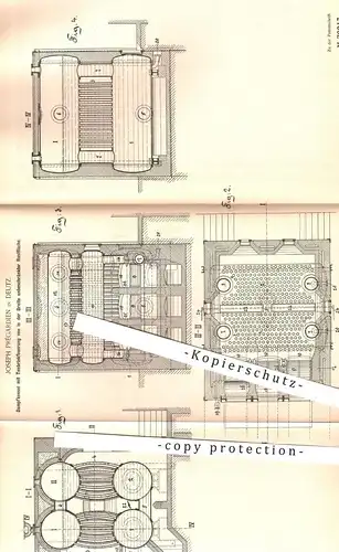 original Patent - Joseph Prégardien , Deutz , 1892 , Dampfkessel mit Tenbrinkfeuerung | Kessel , Tenbrink , Rost !!!