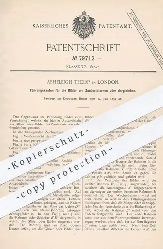 original Patent - Asheleigh Thorp , London , 1894 , Führungskasten für Bilder von Zauberlaternen | Laterne , Zauberer !!