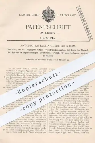 original Patent - Antonio Battaglia Guerrieri , Rom , Italien , 1901 , Telegraphie per Typendrucktelegraphen | Telegraph