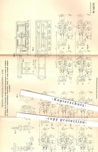 original Patent - Antonio Battaglia Guerrieri , Rom , Italien , 1901 , Telegraphie per Typendrucktelegraphen | Telegraph