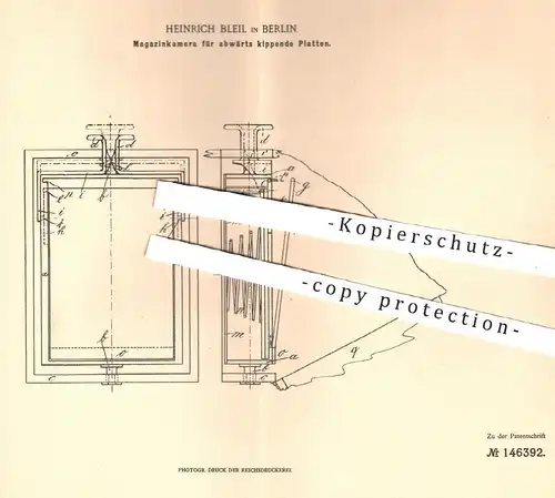 original Patent - Heinrich Bleil , Berlin , 1901 , Magazinkamera | Fotokamera , Kamera , Fotograf , Foto , Fotografieren