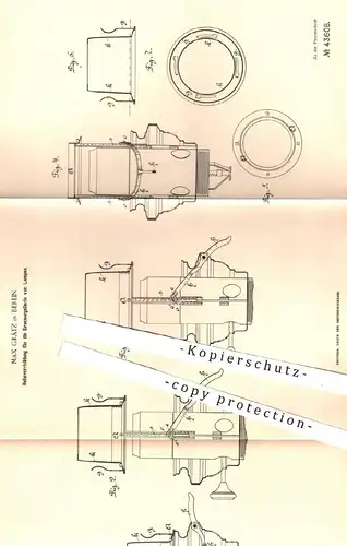 original Patent - Max Grätz , Berlin , 1887 , Brennergallerie von Lampen | Brenner , Lampe , Licht , Gasbrenner , Hebel