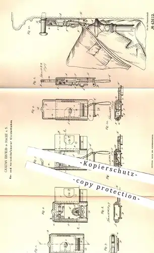 original Patent - Gustav Eisfeld , Halle / Saale , 1887 , verschließbarer Kleiderhaken | Garderobe , Kleider - Haken !!