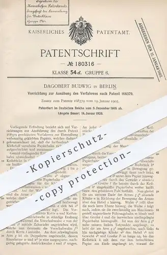 original Patent - Dagobert Budwig , Berlin , 1905 , Herstellung von wabenartig geklebtem Papier | Papierfabrik , Kleber