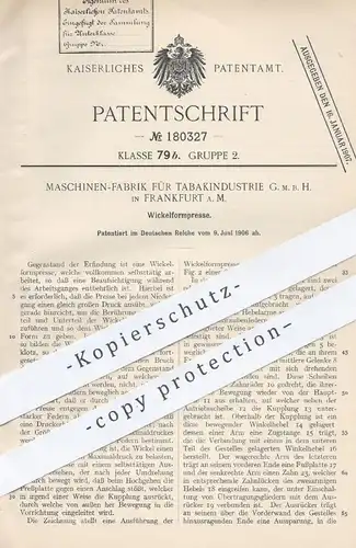 original Patent - Maschinen Fabrik für Tabakindustrie GmbH , Frankfurt , 1906 , Wickelformpresse | Presse , Zigarren !!