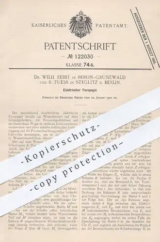 original Patent - Dr. Wilh. Seibt , Berlin / Grunewald | R. Fuess , Berlin / Steglitz , 1900 , elektrischer Fernpegel !!