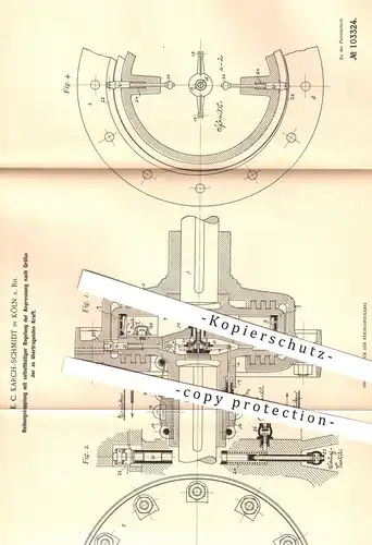 original Patent - E. C. Karch Schmidt , Köln / Rhein , 1898 , Reibungskupplung | Kupplung , Pumpe , Eisenbahn !!