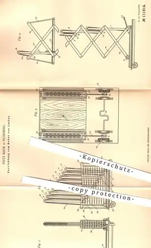 original Patent - Fritz Mack , Nürnberg , 1899 , Heben von Lasten | Aufzug , Kran , Hebezug , Nürnberger Schere !!