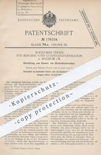 original Patent - Verein für Bergbau & Guszstahlfabrikation Bochum , 1904 , Glocken - Läutewerk steuern | Glocke !!