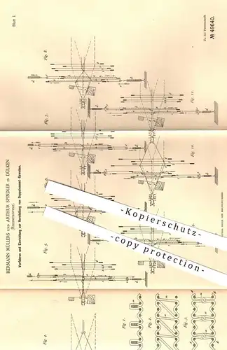 original Patent - Hermann Müllers u. Arthur Spindler , Dülken , 1889 , Weben von Doppelsamt - Gewebe | Samt , Plüsch !