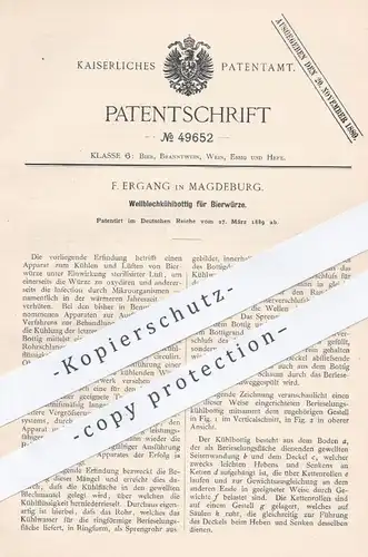 original Patent - F. Ergang , Magdeburg , 1889 , Kühlbottig aus Wellblech für Bierwürze | Kühlung , Bier , Brauerei !!