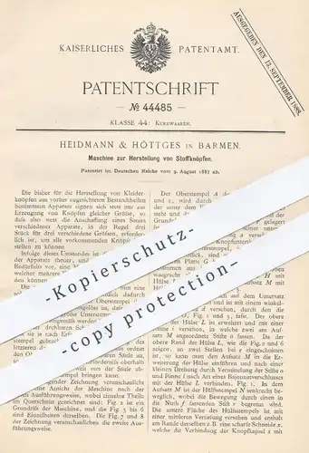 original Patent - Heidmann & Höttges , Barmen 1887 , Herstellung der Stoffknöpfe | Knopf , Knöpfe , Kleidung , Schneider